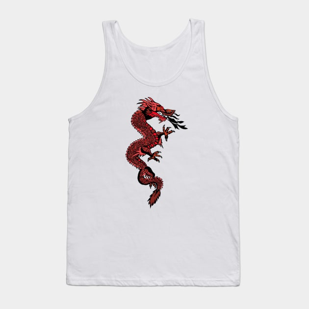 Red Chinese dragon design Tank Top by KaisPrints